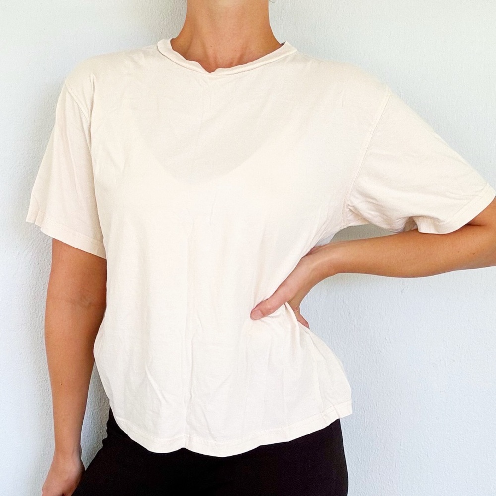 H&M Divided beige off-white loose fit casual short sleeve cotton tee size small